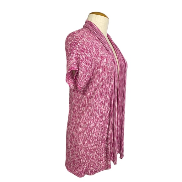 One A- 1X Short Sleeve Flyaway Sweater Pink White - Picture 2 of 5